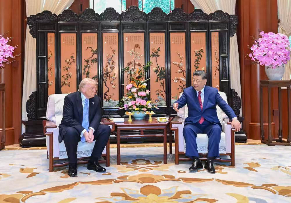 Chinese President Xi Jinping and US President Donald Trump have a private meeting at Zhongnanhai, Beijing, capital of China, May 15, 2026. /Xinhua