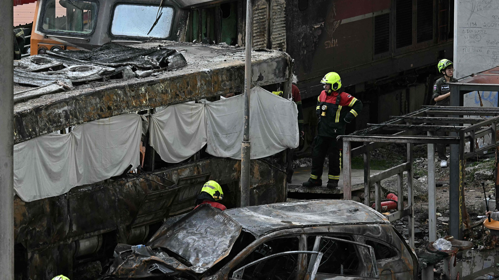 Live: Train and bus collide in Bangkok
