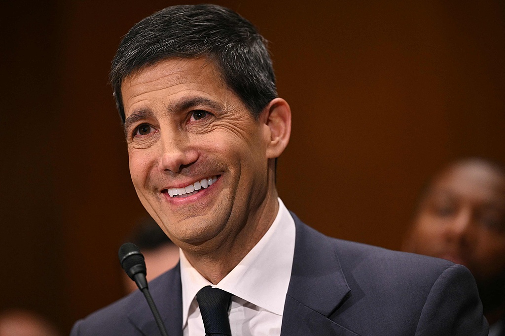 Kevin Warsh, nominee for US Federal Reserve chair, testifies during a Senate Banking Committee hearing on his nomination on Capitol Hill in Washington, DC, April 21, 2026. /VCG