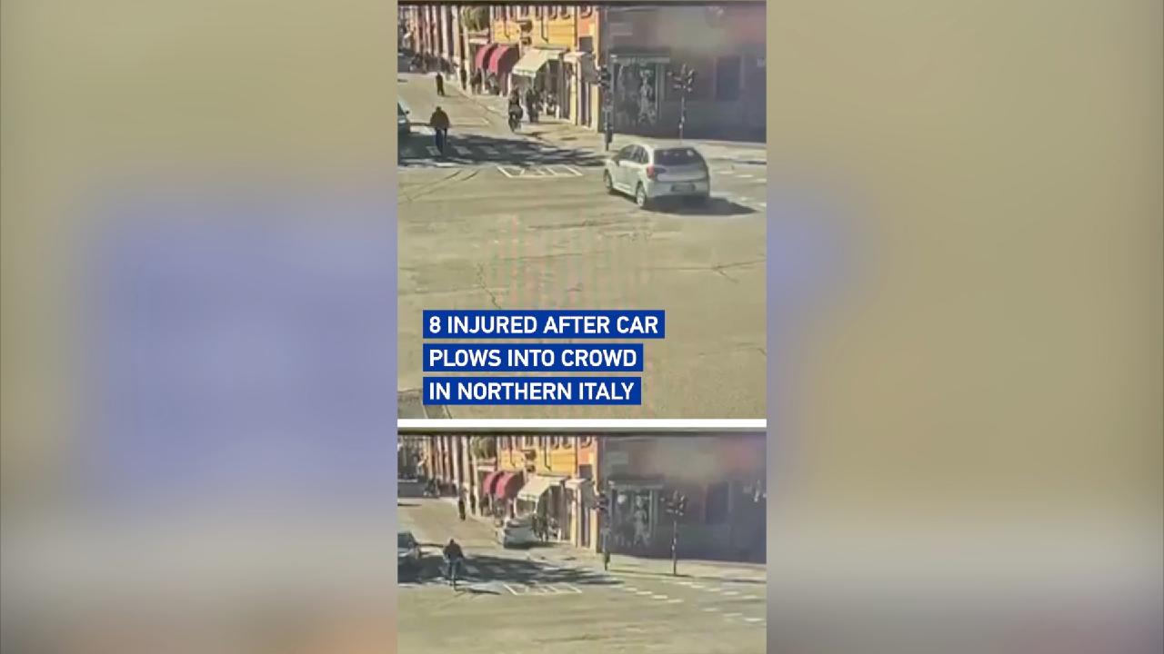 Eight injured after car plows into crowd in northern Italy - CGTN
