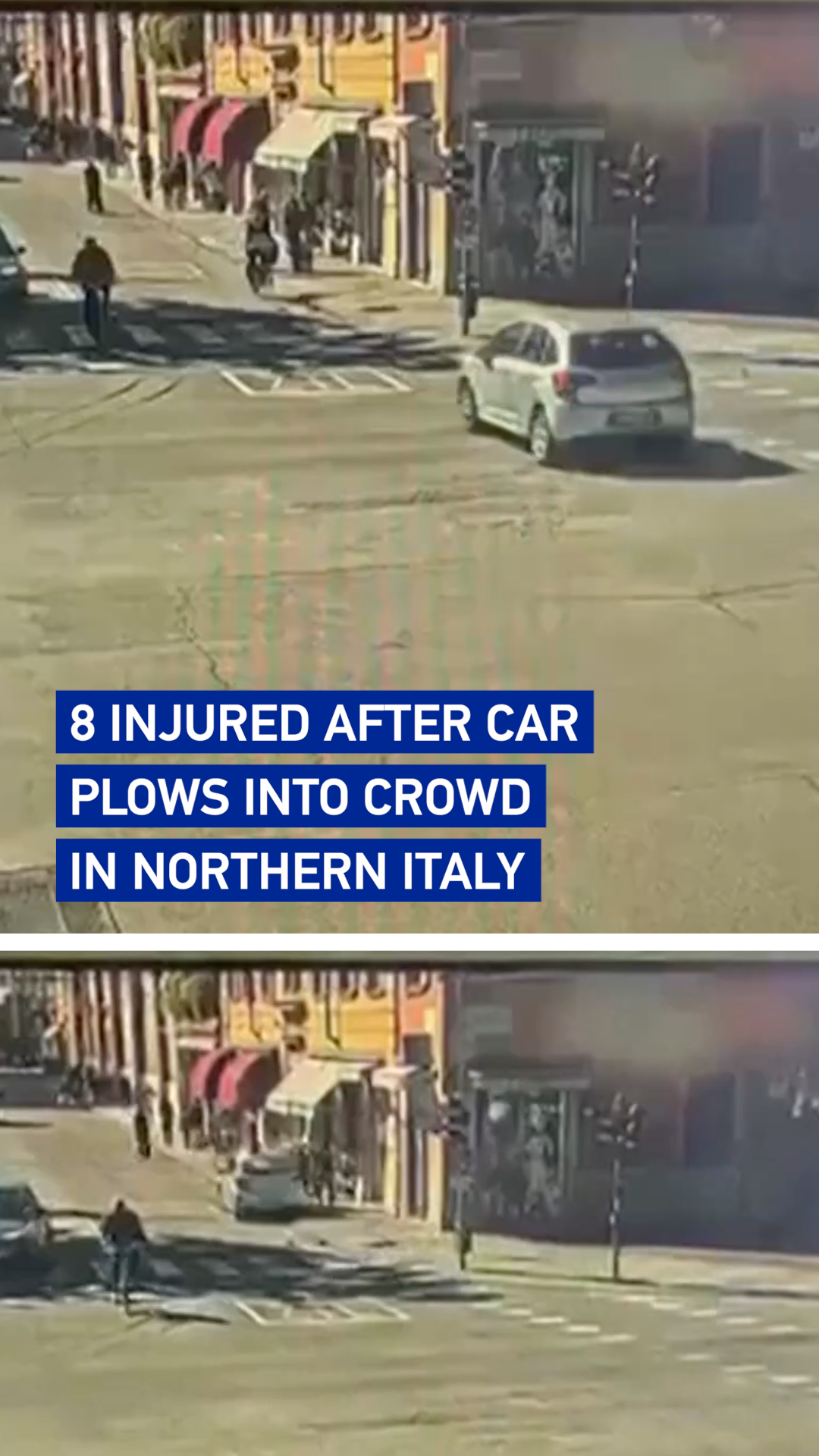 Eight injured after car plows into crowd in northern Italy