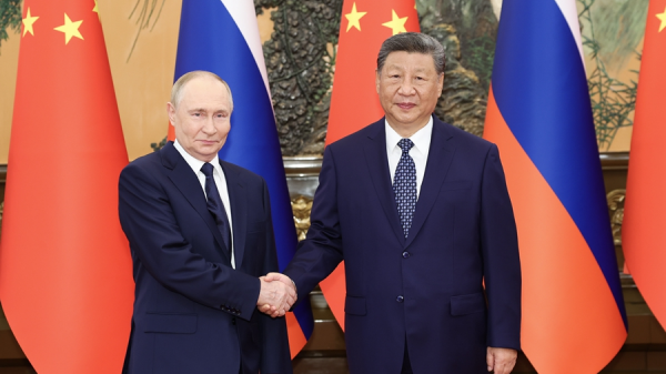 Chinese President Xi Jinping shakes hands with visiting Russian President Vladimir Putin, Beijing, capital of China, September 2, 2025. /Xinhua