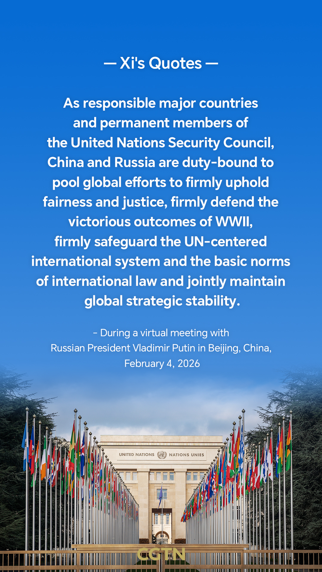 President Xi Jinping's key quotes on how China, Russia advance global governance reforms