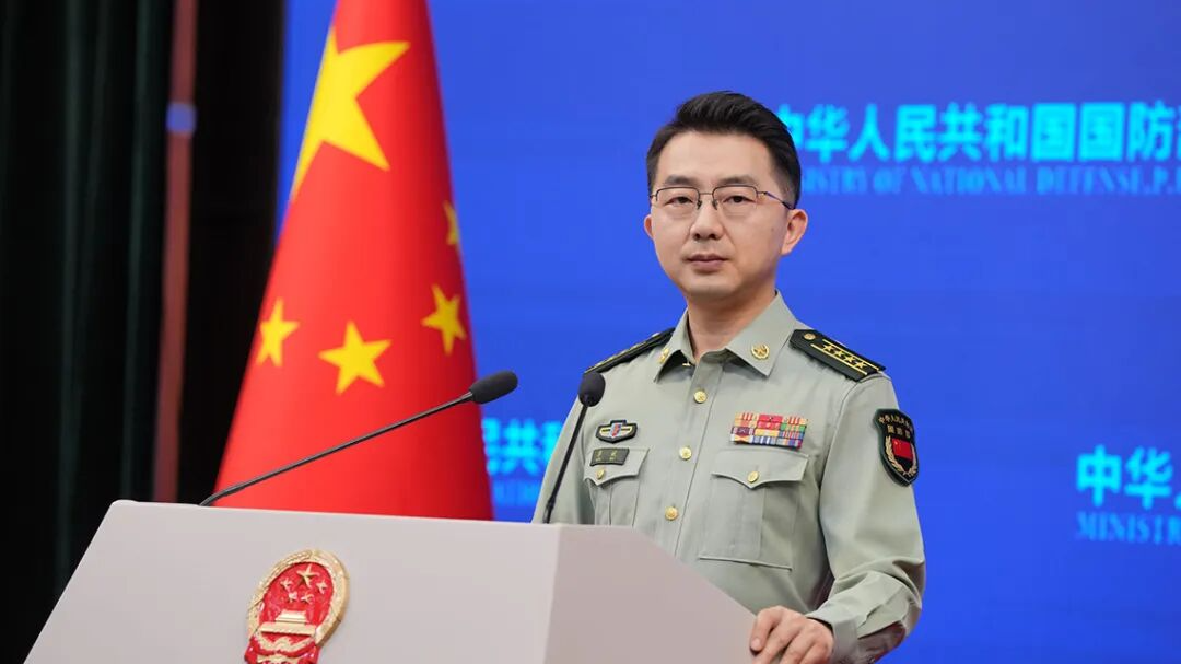 Chinese Ministry of National Defense spokesperson Jiang Bin speaks at a press conference in Beijing, China, May 18, 2026. /Chinese Ministry of National Defense