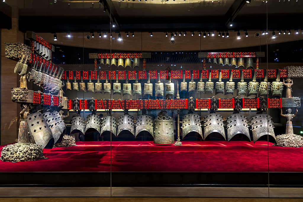 Bianzhong of Marquis Yi of Zeng made during the Warring States Period (475 BC-221 BC), Hubei Provincial Museum, Wuhan City, central China's Hubei Province. /VCG