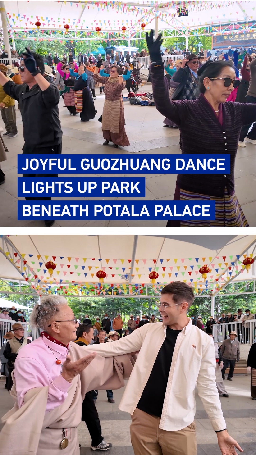Joyful Guozhuang dance lights up park beneath Potala Palace