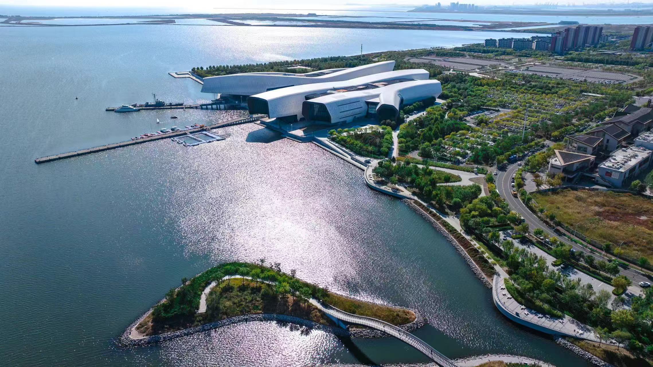 An aerial view of the National Maritime Museum of China in Tianjin. /CGTN