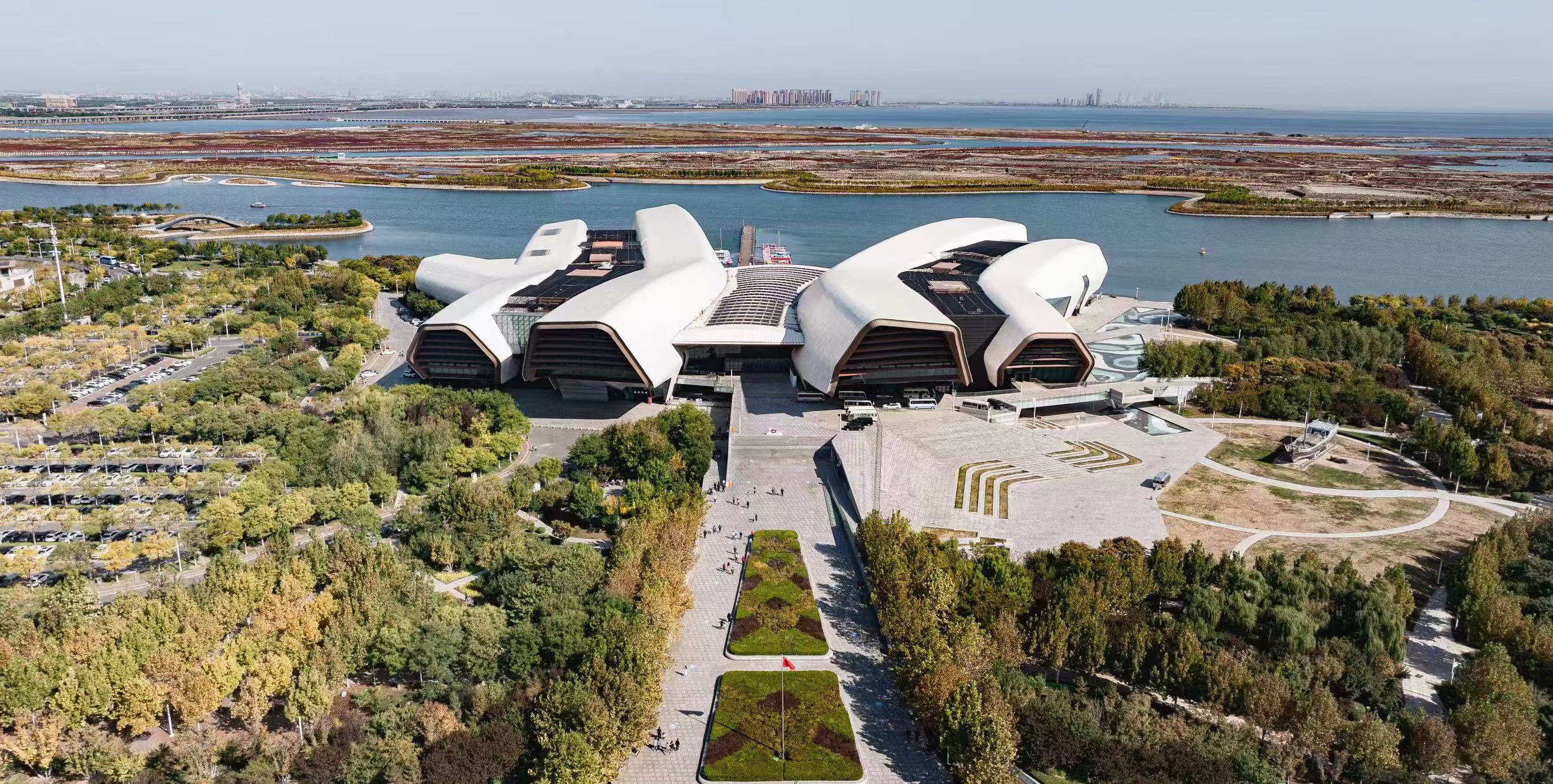 An aerial view of the National Maritime Museum of China in Tianjin. /CGTN