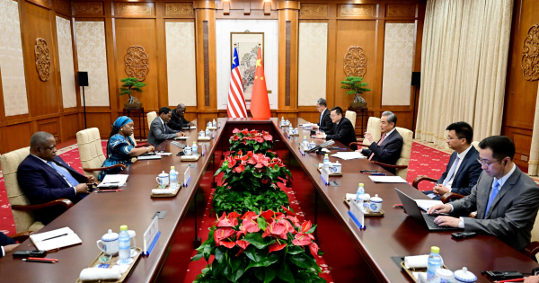 Chinese Foreign Minister Wang Yi holds talks with Liberian Foreign Minister Sara Beysolow Nyanti in Beijing, China, May 19, 2026. /Chinese Foreign Ministry