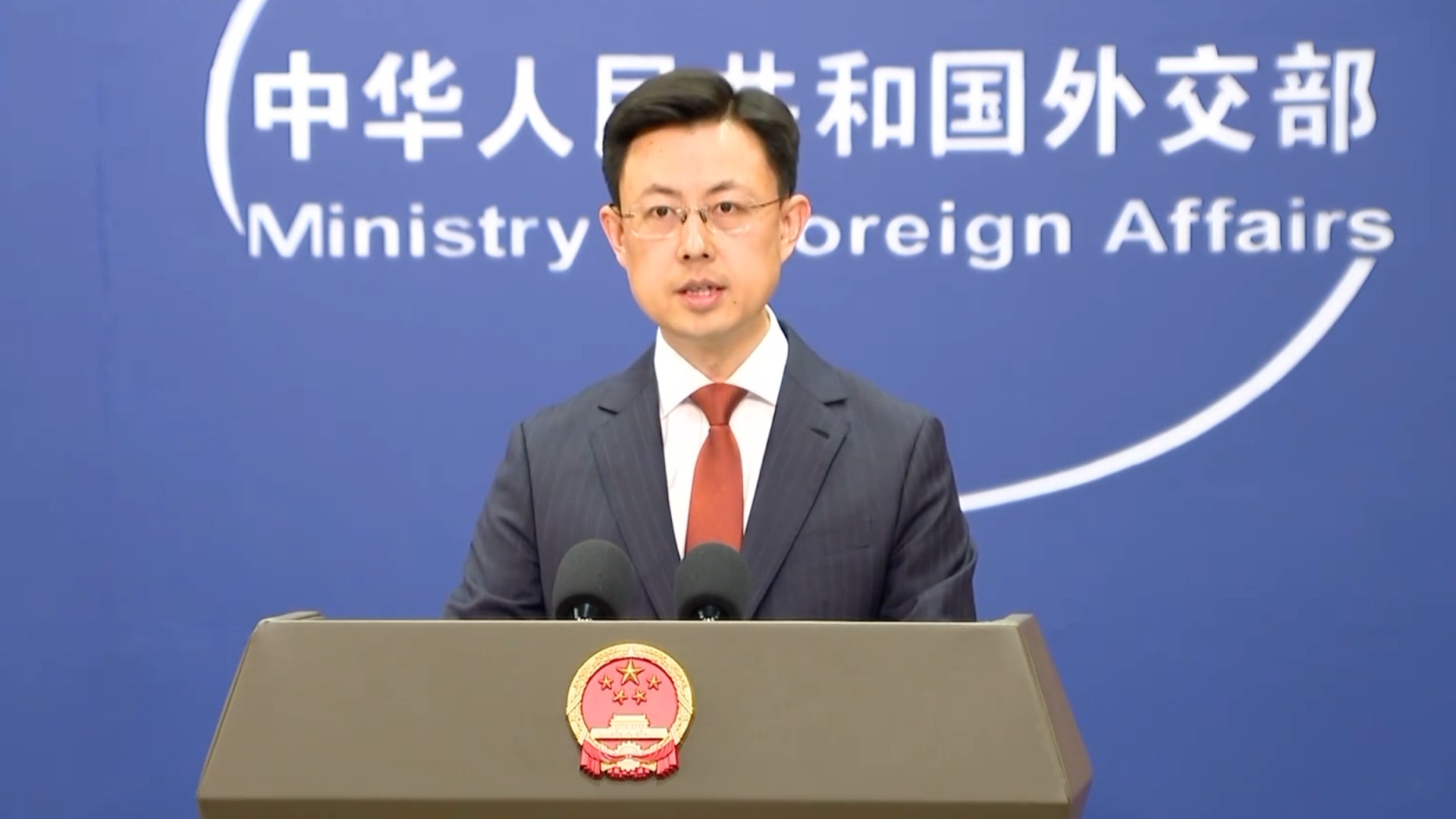 Chinese Foreign Ministry spokesperson Guo Jiakun speaks at a press conference in Beijing, May 18, 2026. /CMG 
