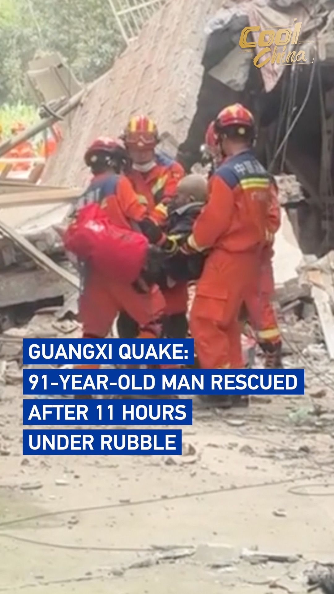 Guangxi quake: 91-year-old man rescued after 11 hours under rubble