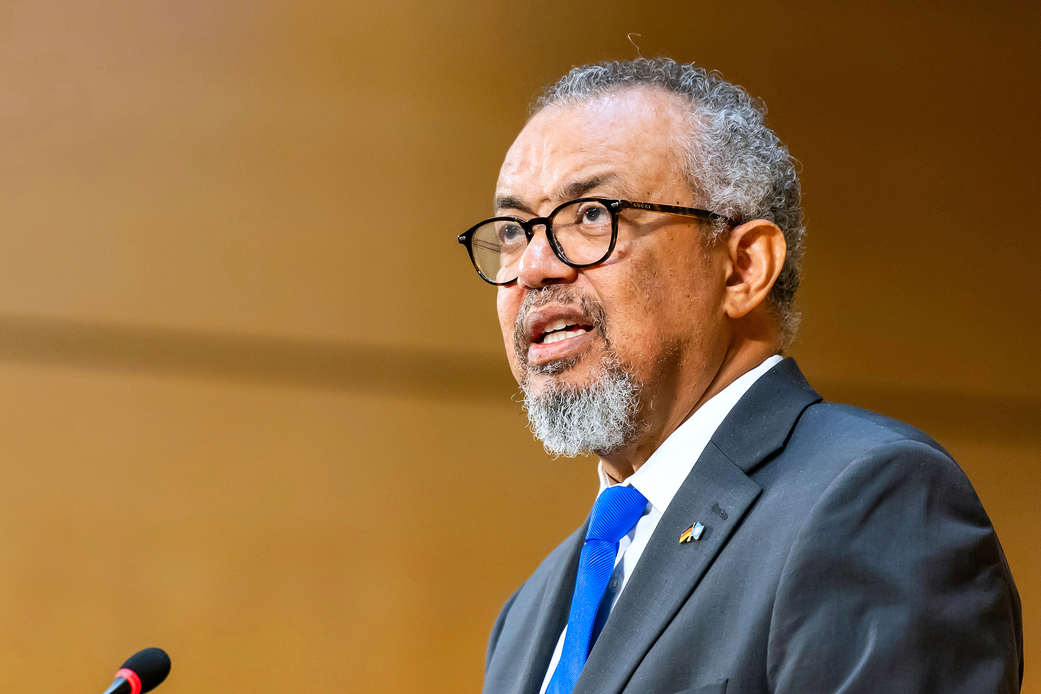 Tedros Adhanom Ghebreyesus, Director-General of the World Health Organization, delivers his statement during the opening of the 79th World Health Assembly at the European headquarters of the United Nations in Geneva, Switzerland, May 18, 2026.  /VCG