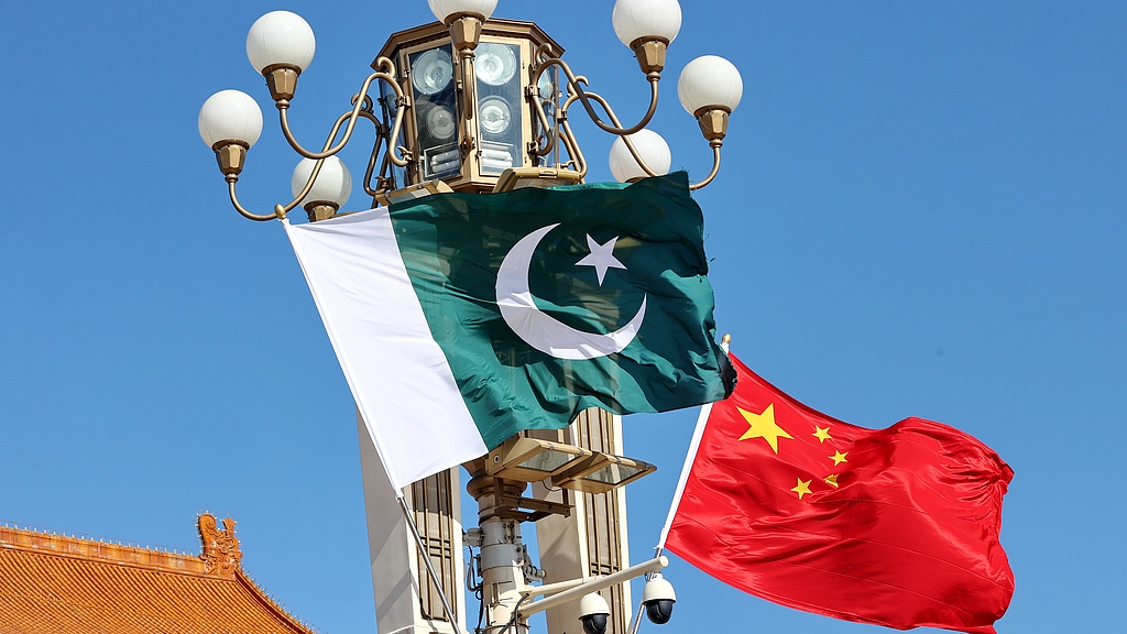 China and Pakistan's national flags seen in Beijing, China on February 5, 2025. /VCG