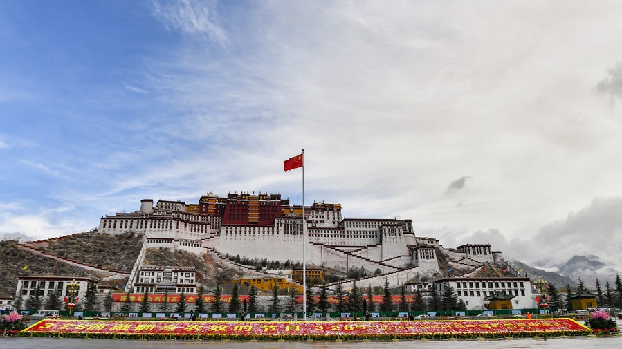 The Potala Palace in Lhasa, capital of Xizang Autonomous Region in southwest China, on the occasion of the 15th Serfs' Emancipation Day, March 28, 2023. /Xinhua