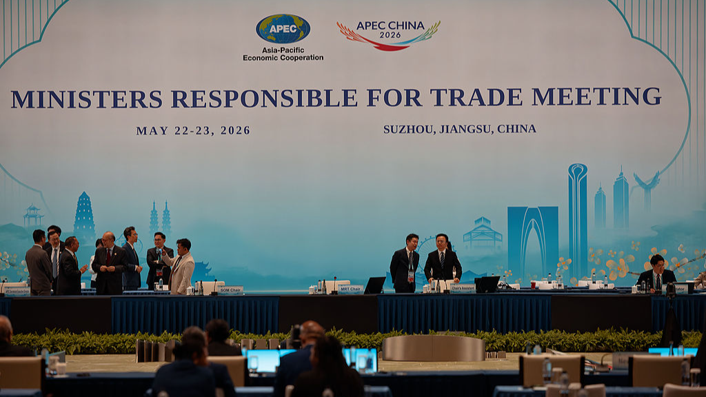 The 32nd Asia-Pacific Economic Cooperation Ministers Responsible for Trade Meeting officially opened in Suzhou, east China's Jiangsu Province, May 22, 2026. /VCG