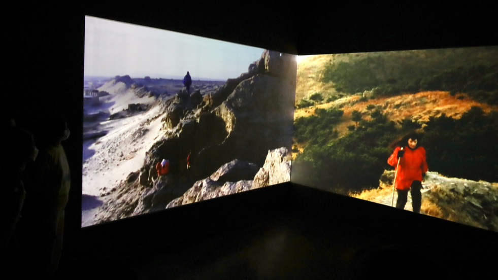 This undated photo shows Marina Abramovic's The Lovers, The Great Wall Walk on display at an exhibition in Beijing. /IC