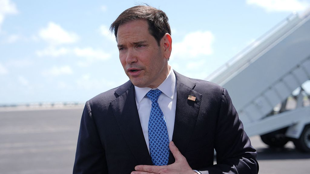 US Secretary of State Marco Rubio speaks to the press before boarding his plane at Homestead Air Reserve Base in Homestead, Florida, US, May 21, 2026. /VCG