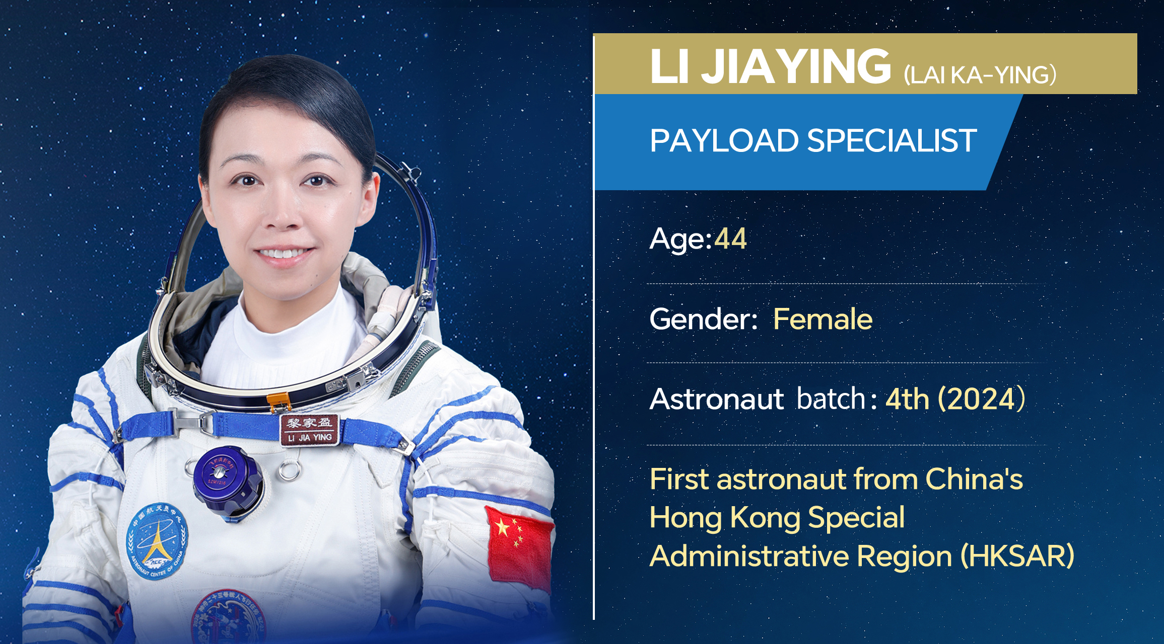 First astronaut from HK to embark on national spaceflight mission