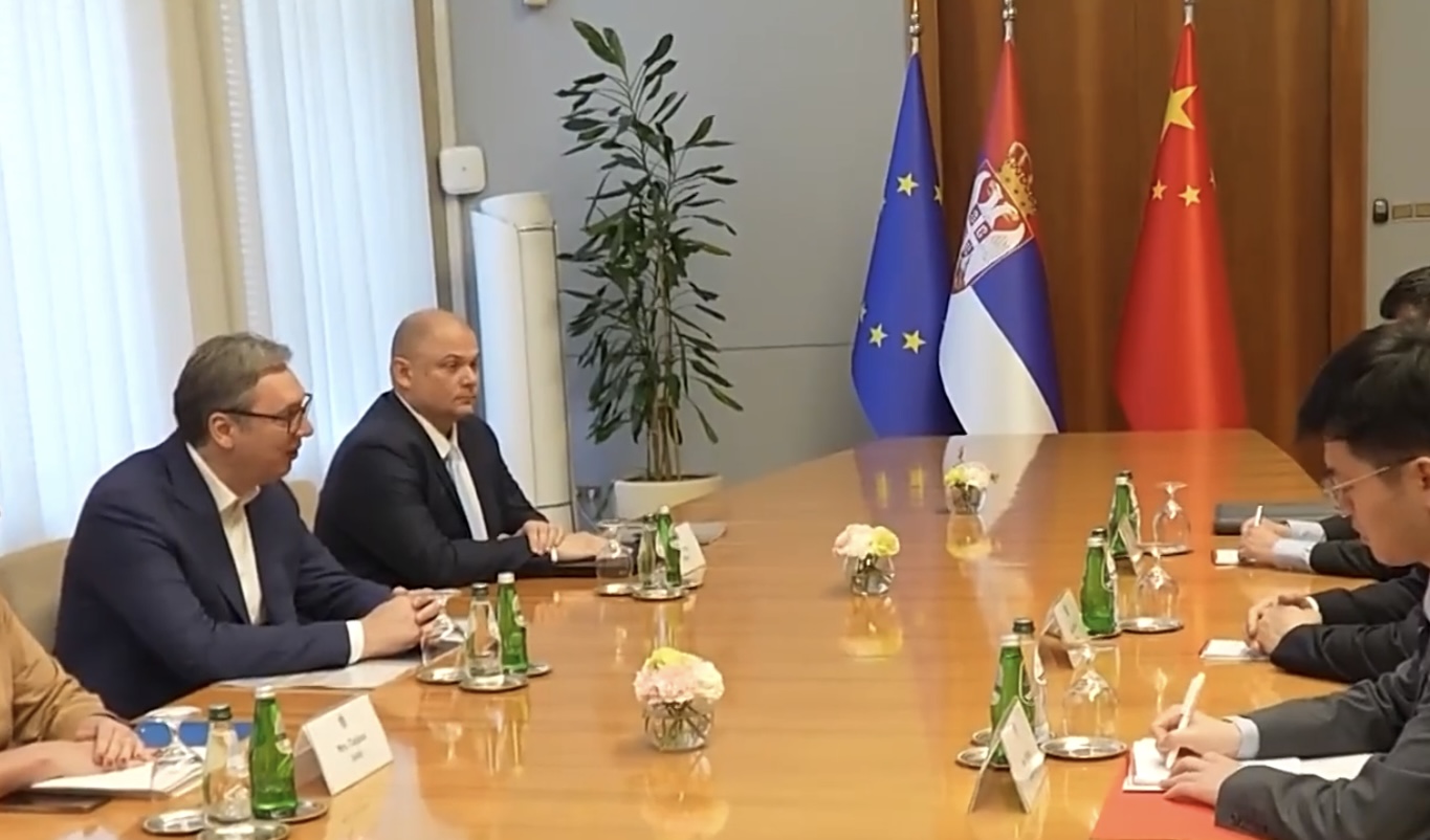 Serbian President Aleksandar Vucic meets with Chinese Ambassador to Serbia Li Ming ahead of his visit to China, May 20, 2026. /CMG