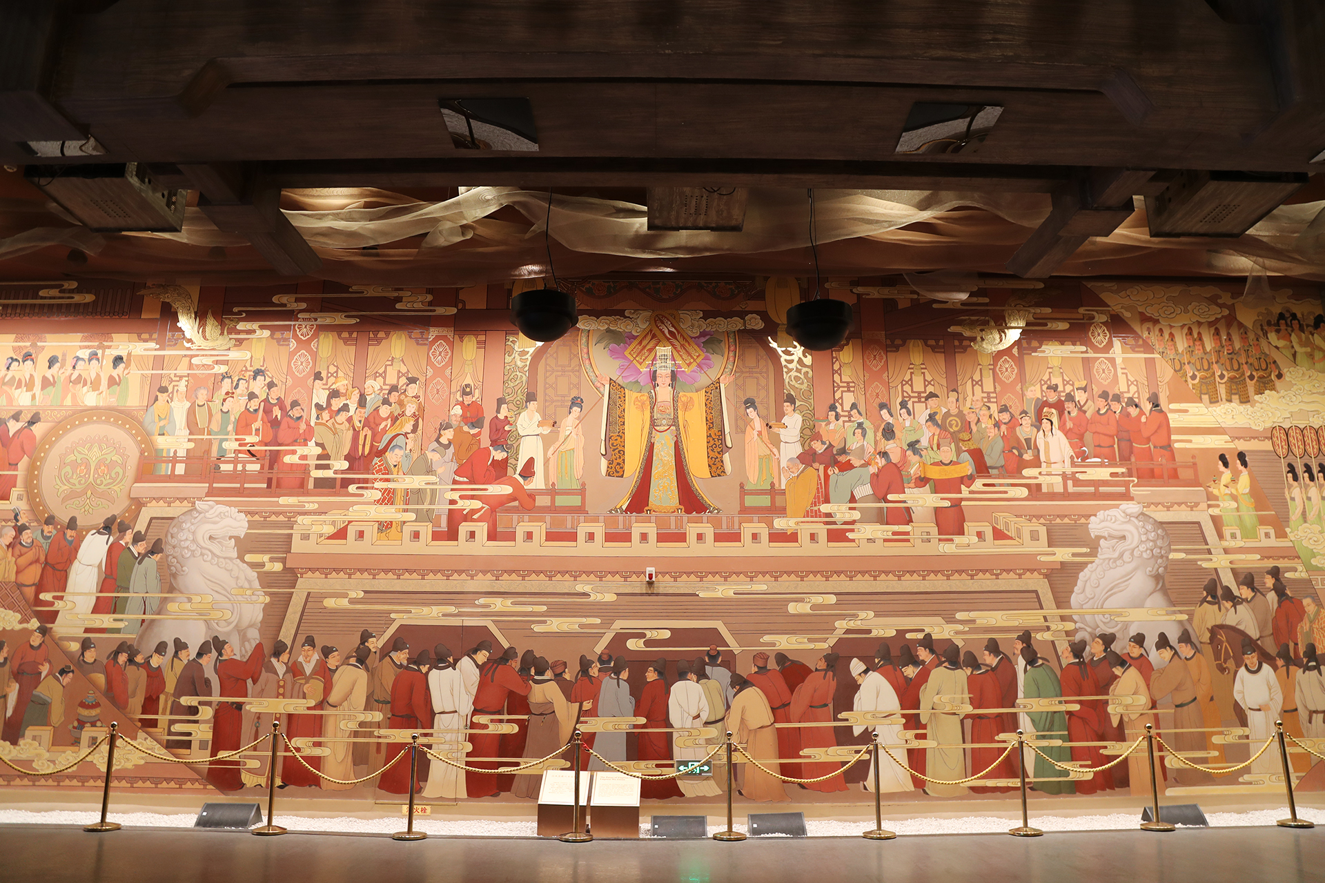 A mural depicting major events that took place at Yingtianmen in ancient times is seen at the Yingtianmen site museum in Luoyang, Henan Province. /CGTN