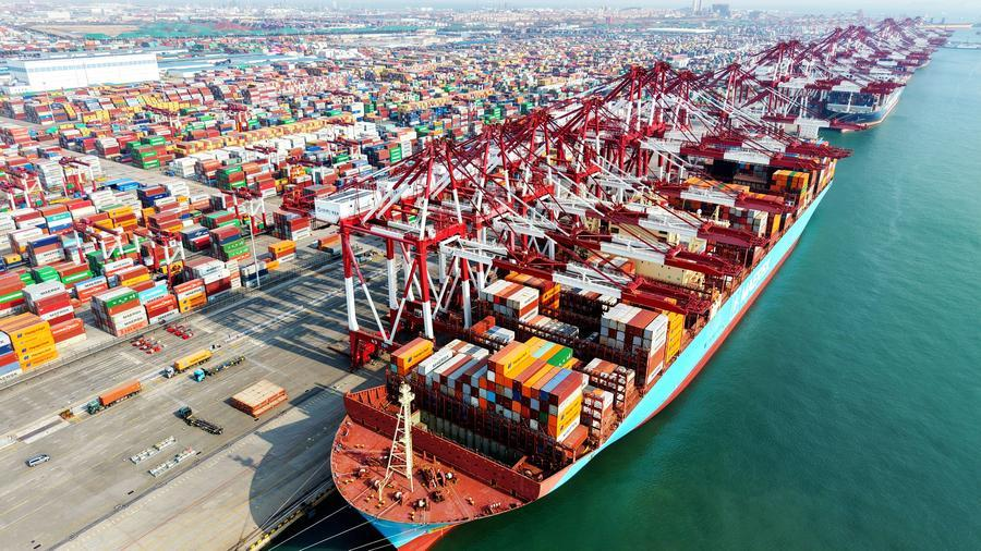 A view of Qingdao Port in Qingdao, east China's Shandong Province, March 10, 2026. /Xinhua