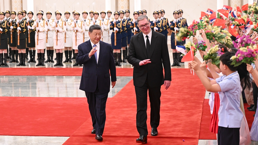Chinese President Xi Jinping holds a welcome ceremony for Serbian President Aleksandar Vucic in Beijing, China, May 25, 2026. /Xinhua