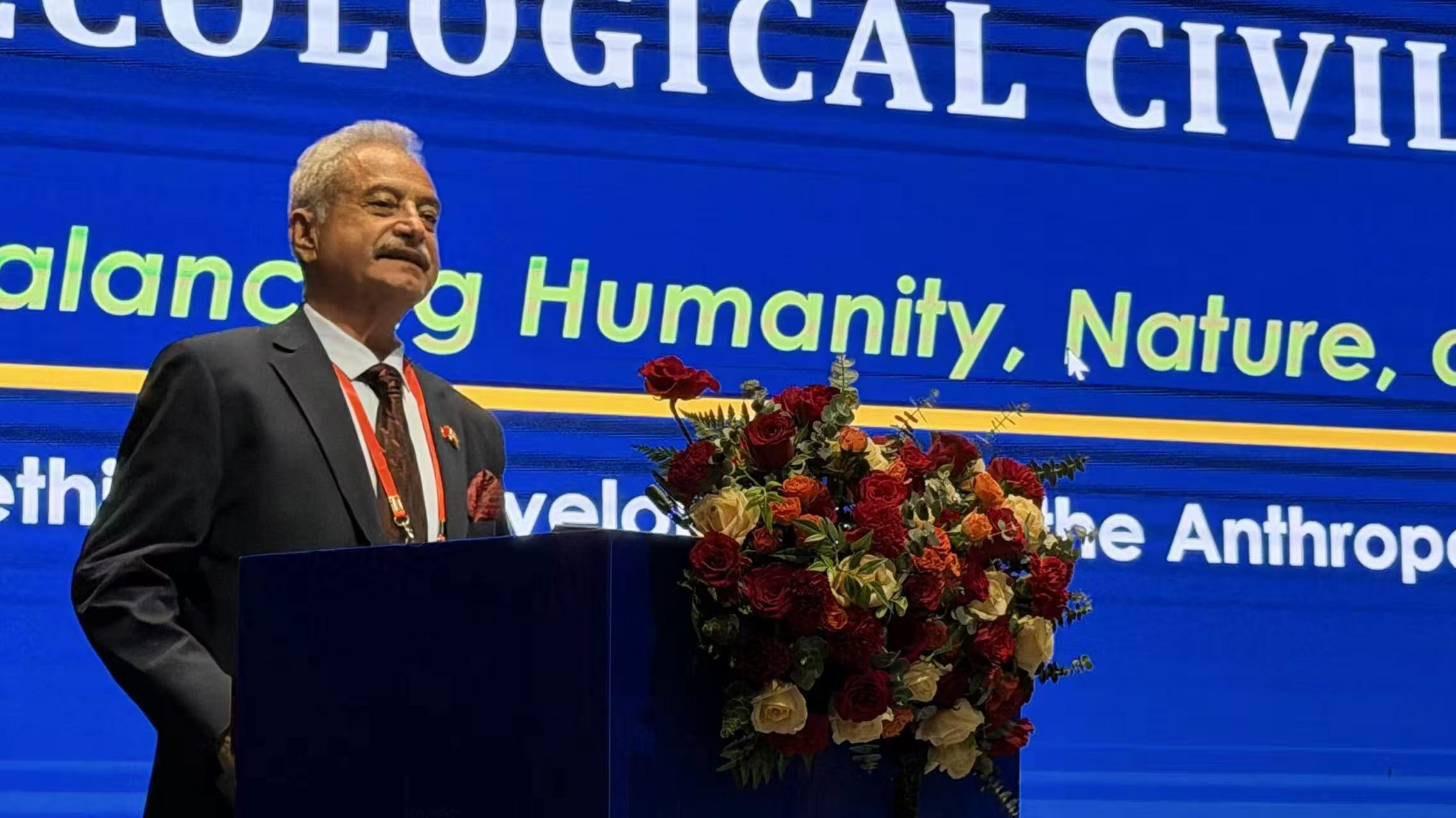 Krishna Prasad Oli at the International Symposium for Commemorating the 75th Anniversary of the Peaceful Liberation of Xizang in Lhasa, Xizang Autonomous Region, China. May 23, 2026. Photo provided by author.
