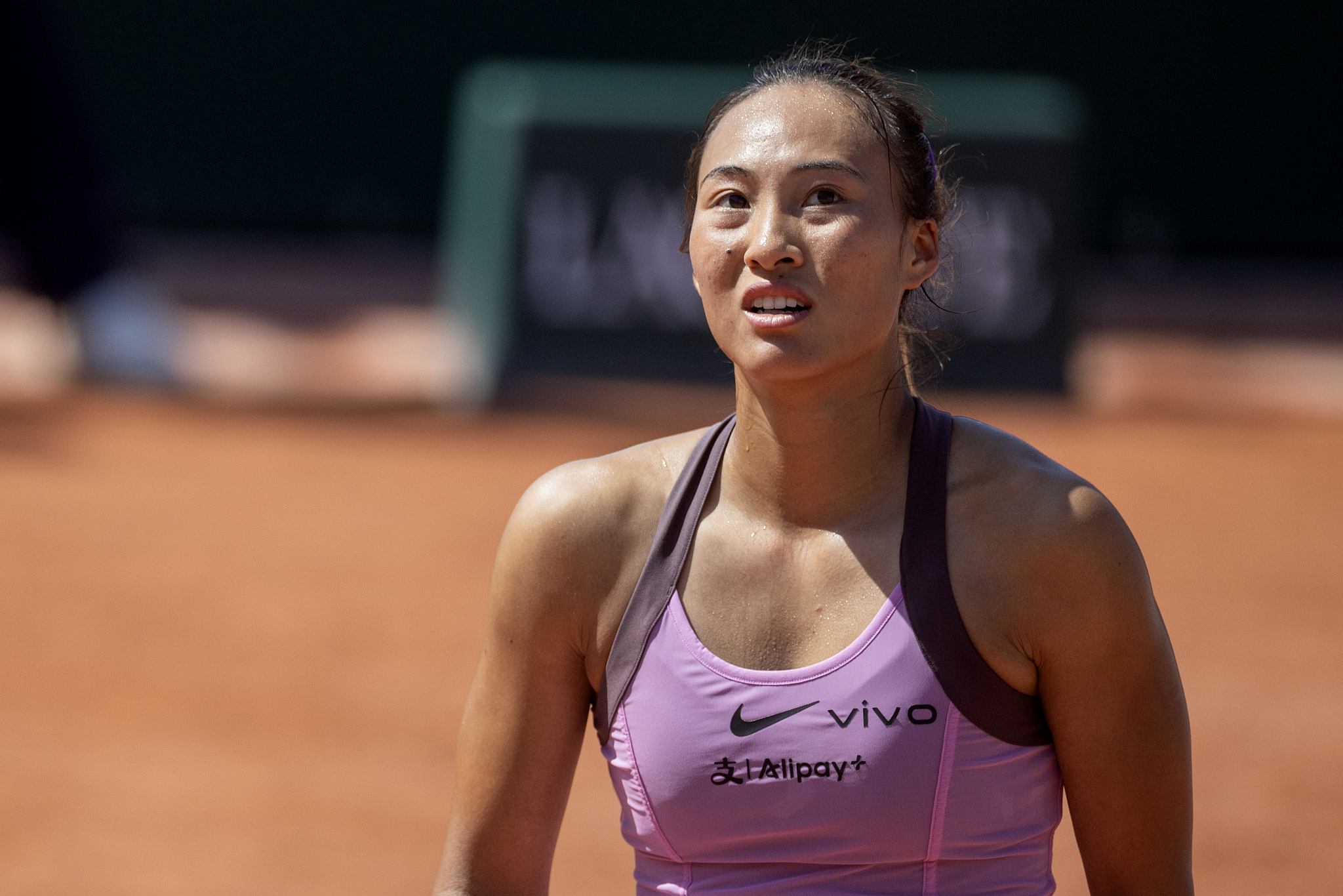 Zheng Qinwen of China during her match against Maja Chwalinska of Poland on Court Seven in the first round of the singles competition at the 2026 French Open in Paris, France, May 25, 2026. /VCG