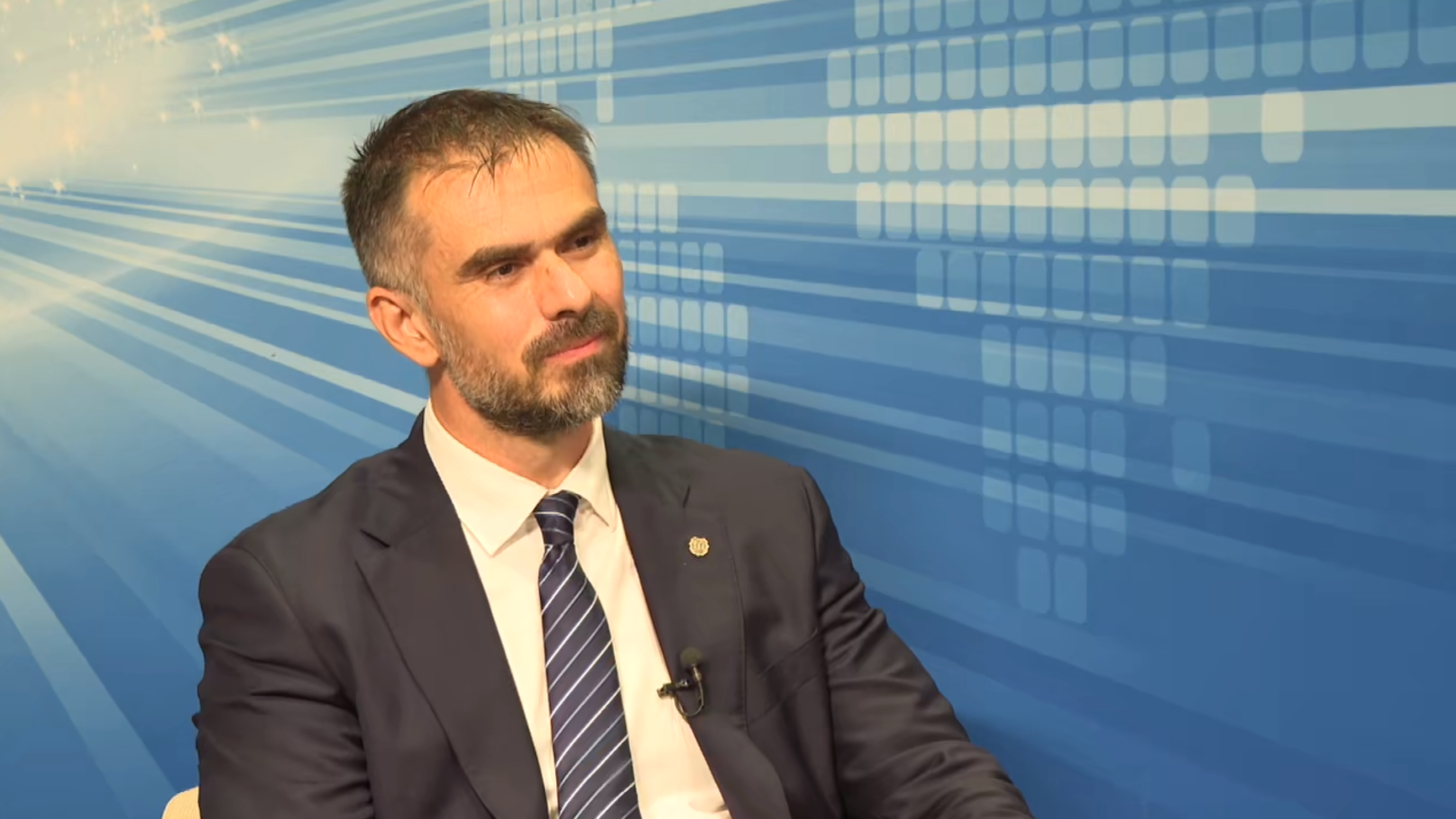 Serbian Novi Sad's Mayor Zarko Micin reacts during an interview with CGTN on the sidelines of the 7th China-CEEC Local Leaders' Meeting in Jinan, Shandong Province, China, May 26, 2026. /CGTN