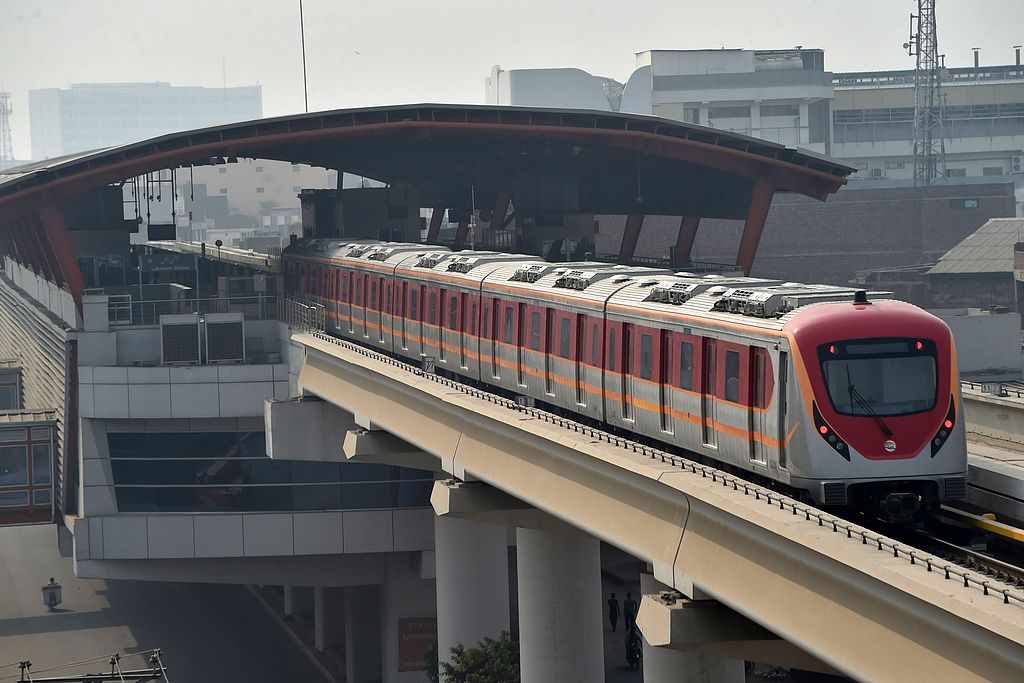 The metro train project, jointly constructed by China State Railway Group and China North Industries Corporation is in operation in Lahore, Pakistan's second-largest city, October 25, 2020. /CFP