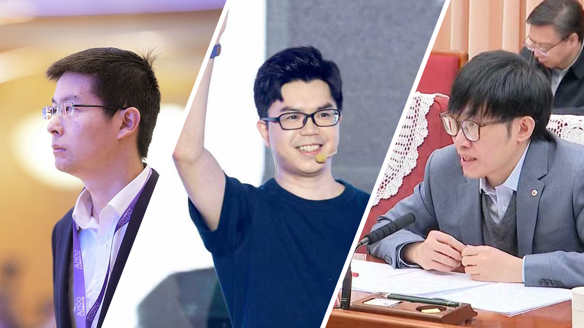 (L-R) Founder and CEO of Unitree Robotics Wang Xingxing, AgiBot co-founder Peng Zhihui and founder of DeepSeek Liang Wenfeng are pictured in a combination photo. /CGTN