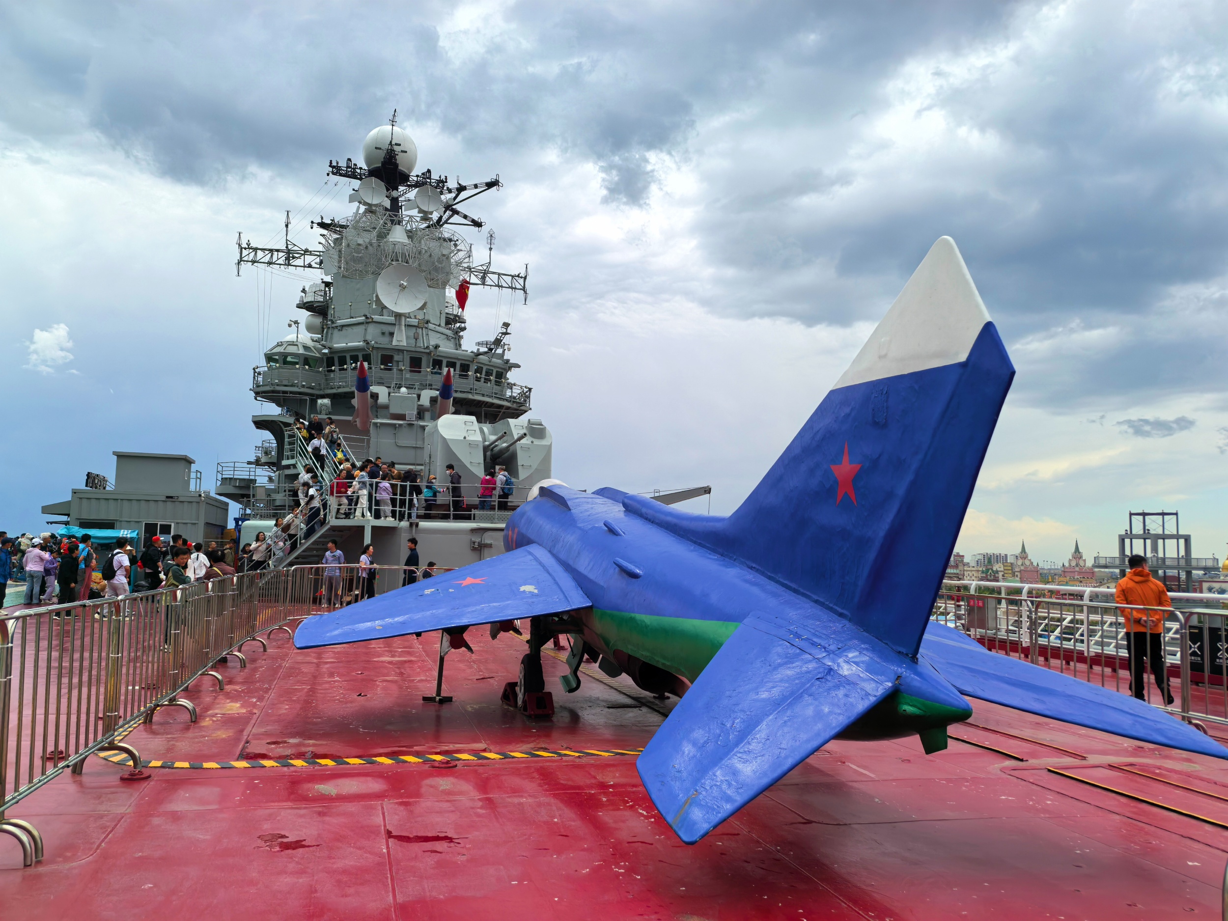 People visit a decommissioned aircraft carrier at Tianjin TEDA Aircraft Carrier Theme Park, on May 3, 2026. /CGTN