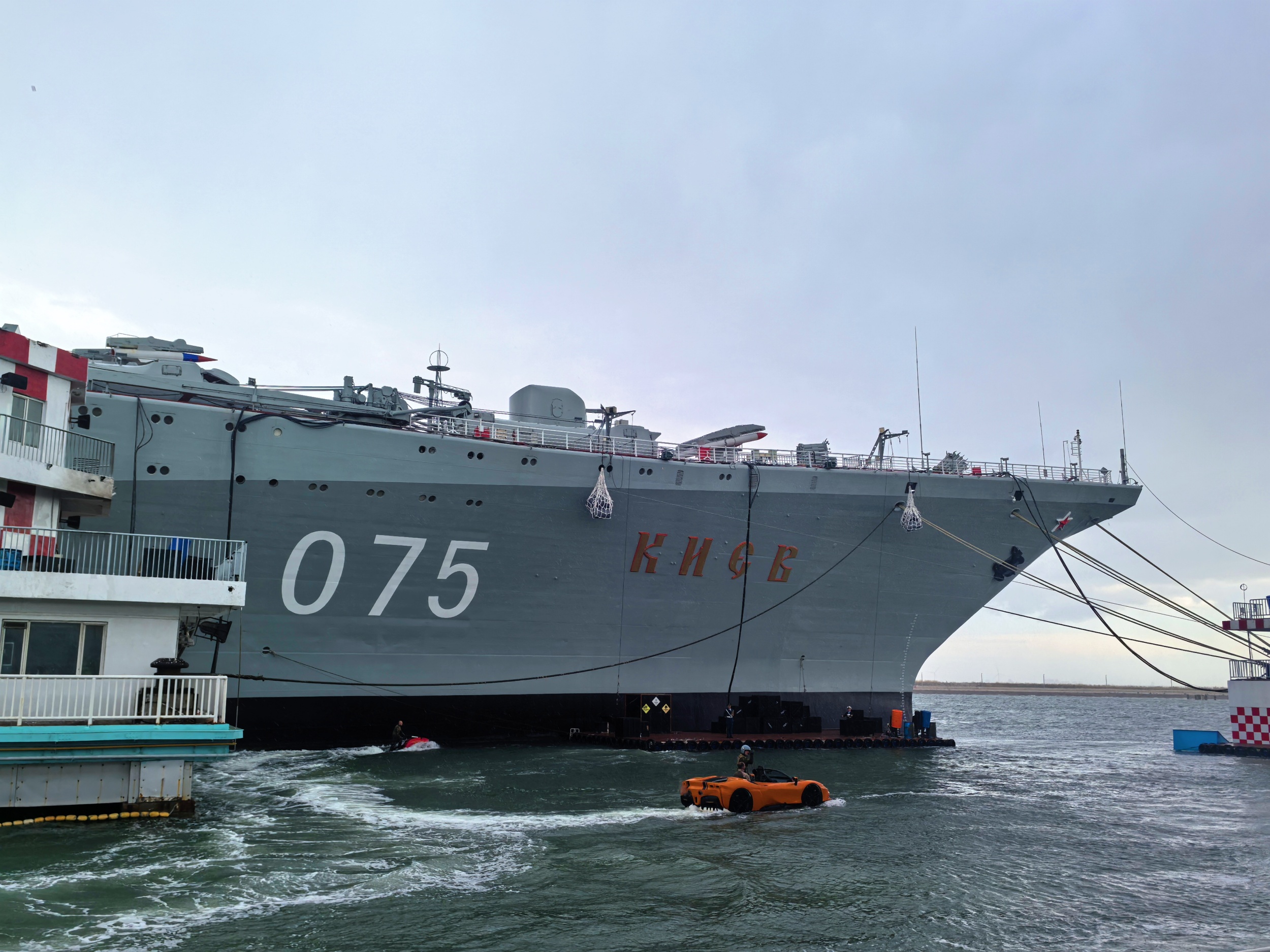 Aircraft Carrier Storm, a large-scale real-scene naval battle performance, is staged next to a decommissioned aircraft carrier at Tianjin TEDA Aircraft Carrier Theme Park, on May 3, 2026. /CGTN