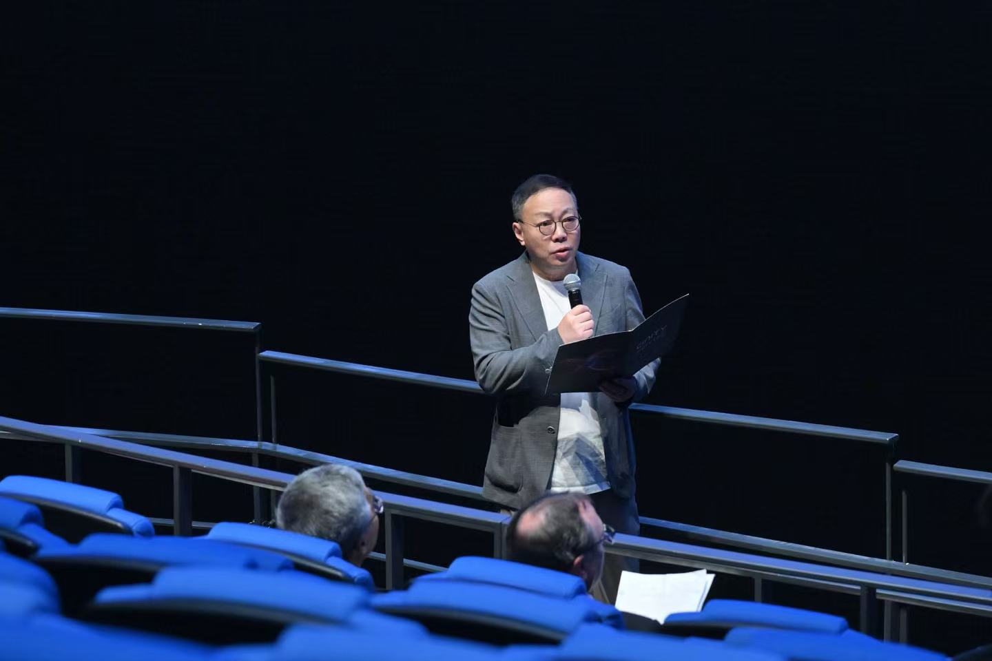 Fu Ruoqing, founder of CINITY at China Film Group speaks at a Giant Screen Cinema Association's (GSCA) film screening event held on May 24, 2026 in Shanghai. /Photo provided to CGTN