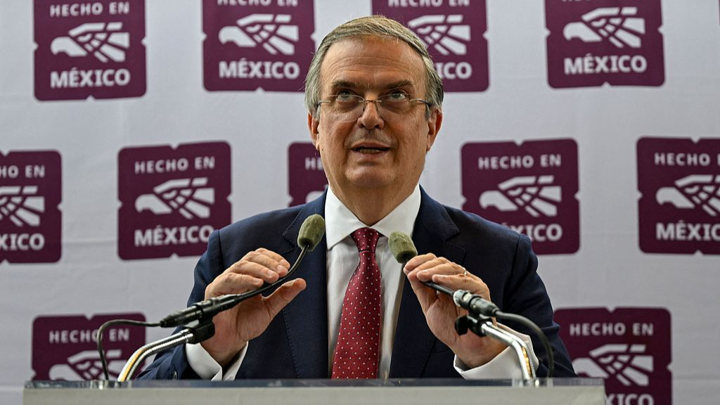 Mexican Economy Minister, Marcelo Ebrard, speaks during a press conference in Mexico City, Mexico, May 27, 2026. /VCG
