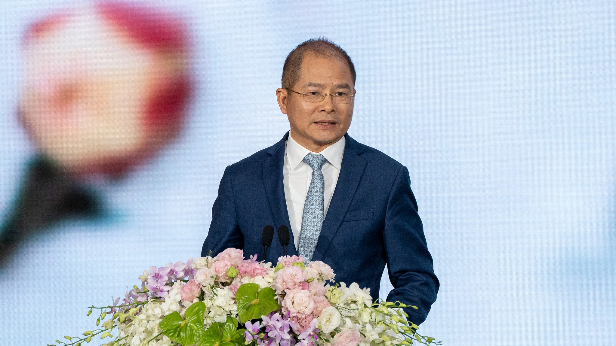 Xu Zhijun, rotating chairman of Huawei Technologies Co., speaks during a news conference in Shenzhen, China, March 31, 2023. /VCG