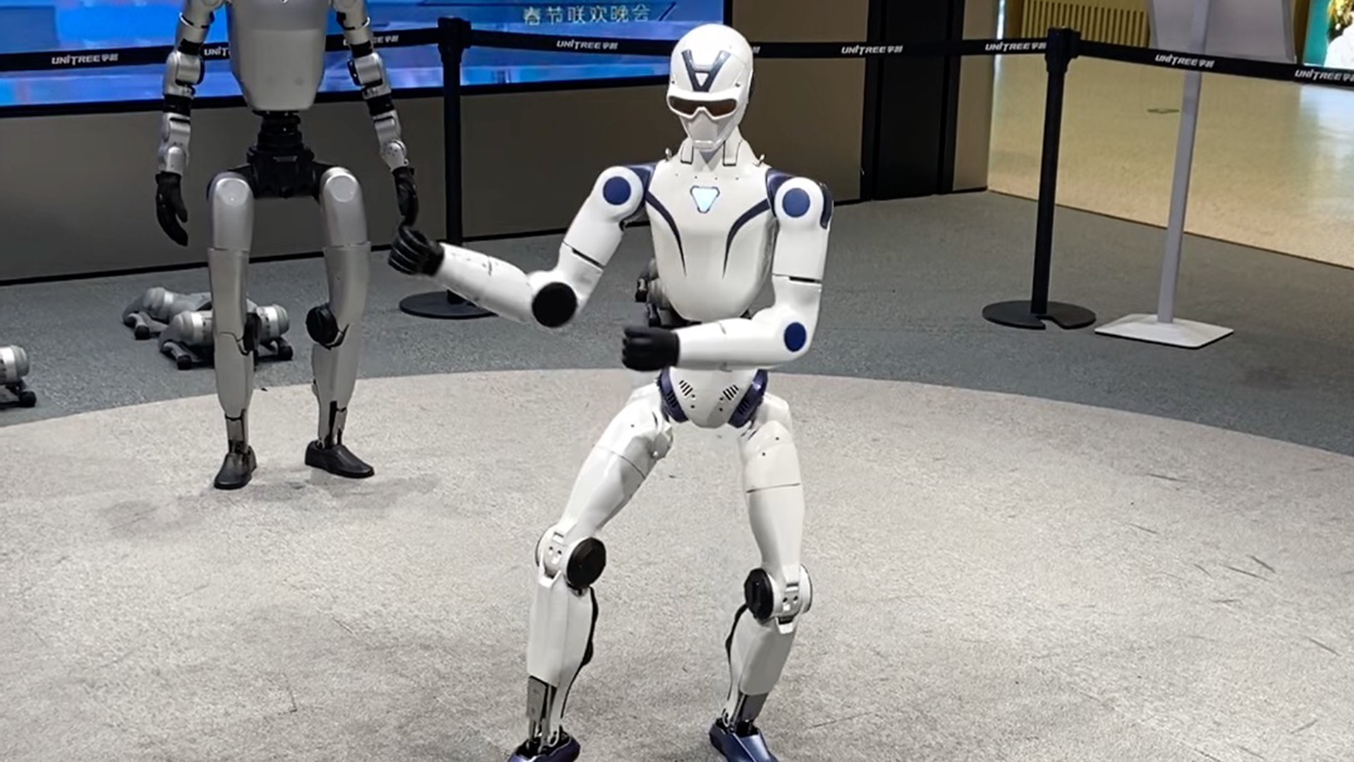 Humanoid robot shows off dance skills at Beijing mall