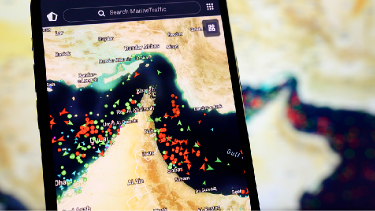 Live view of Strait of Hormuz ship tracker