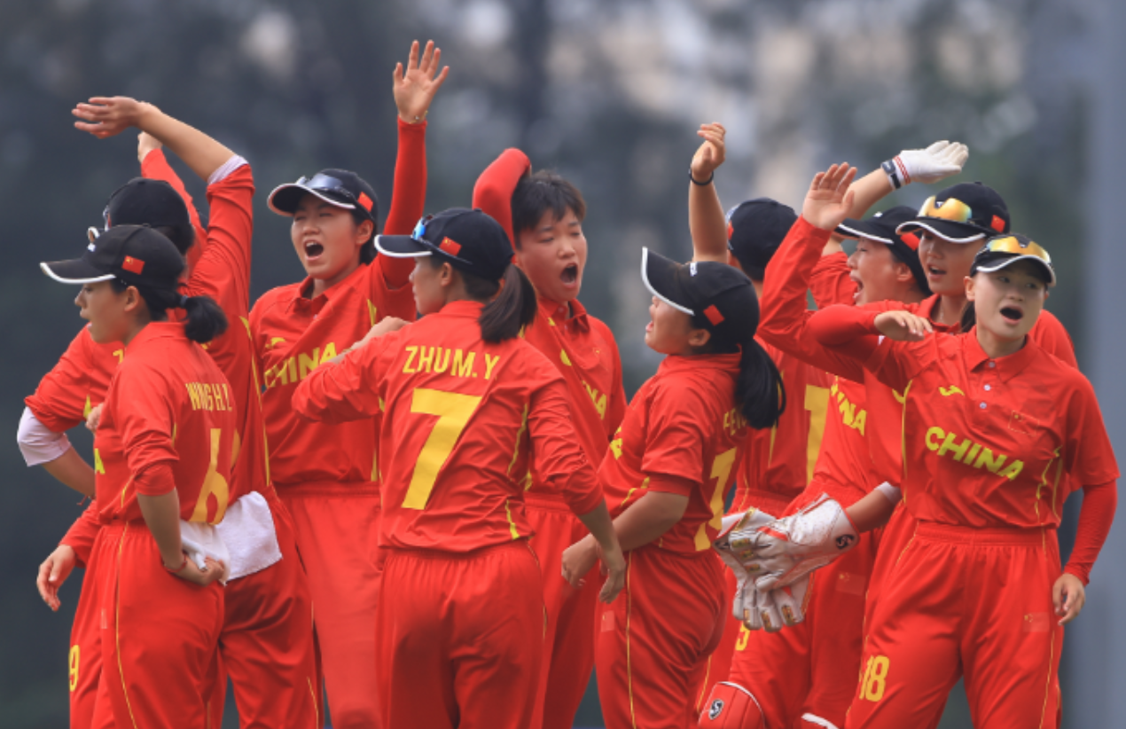 Players of China celebrate after defeating Nepal to secure qualification for the 2026 Asian Games in Kuala Lumpur, Malaysia, May 31, 2026. /Xinhua