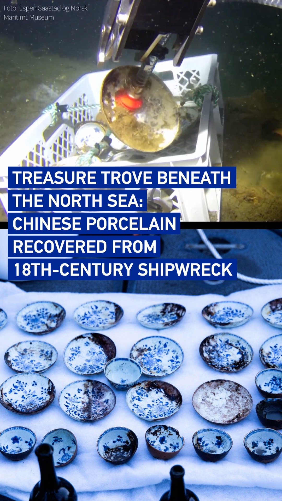 Chinese porcelain recovered from 18th-century shipwreck