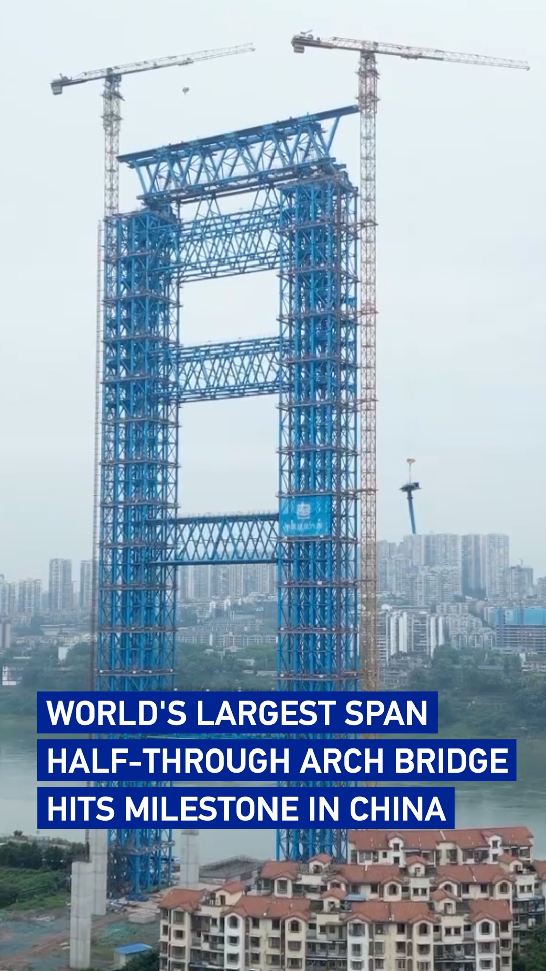 World's largest span half-through arch bridge hits milestone in China