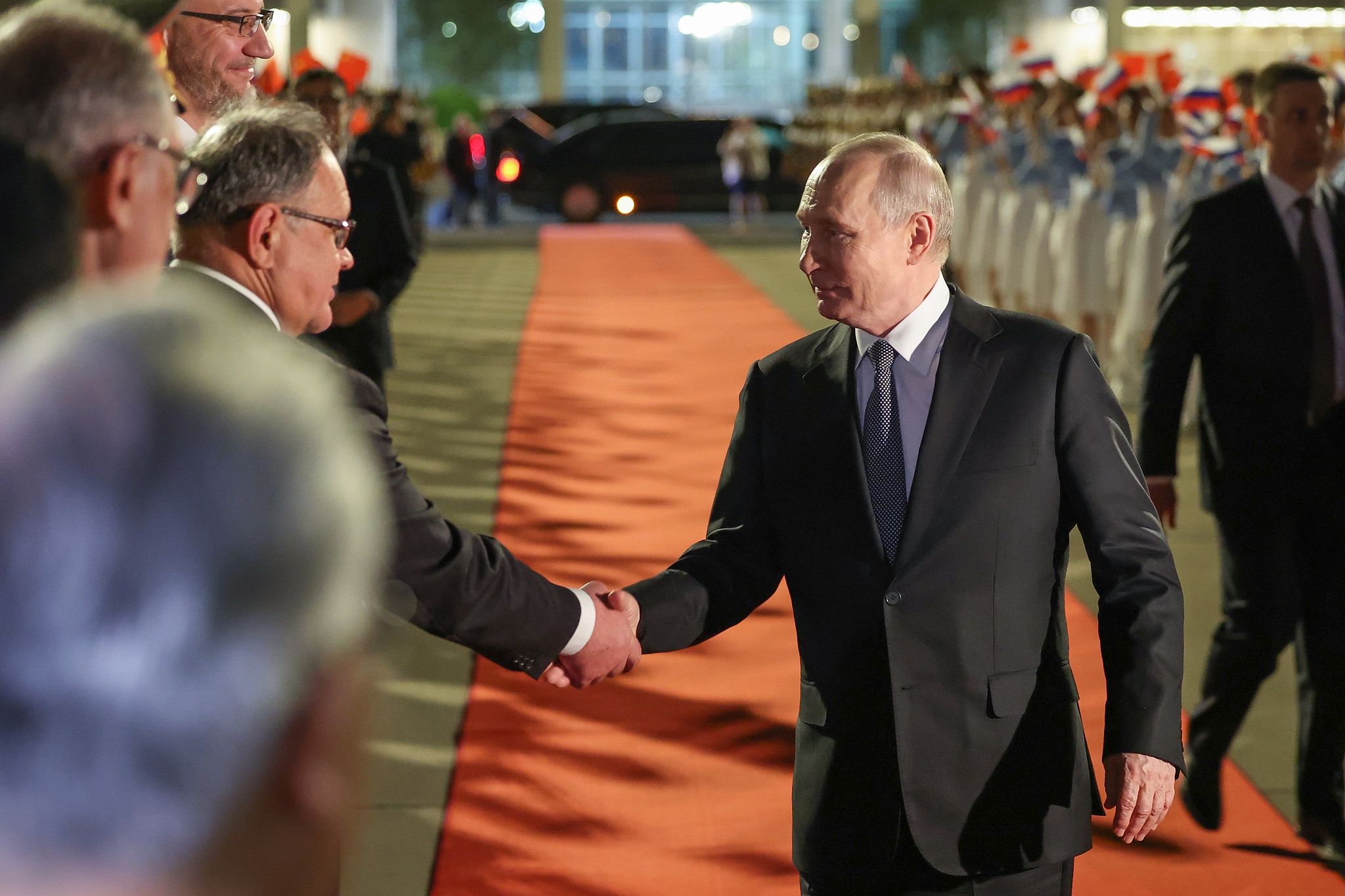 Russia's President Vladimir Putin is seen at Beijing Capital International Airport during a ceremony marking his departure, in Beijing, China, May 20, 2026. /CFP

