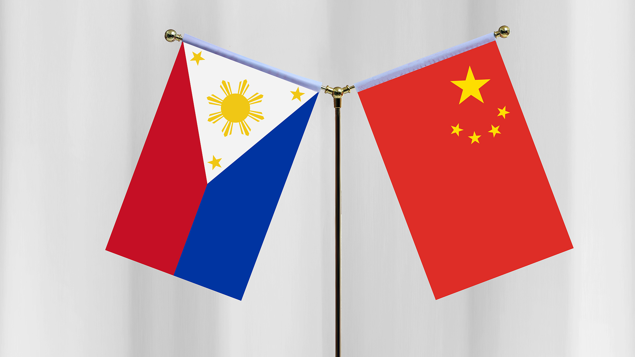 National flags of the Philippines and China. /CFP