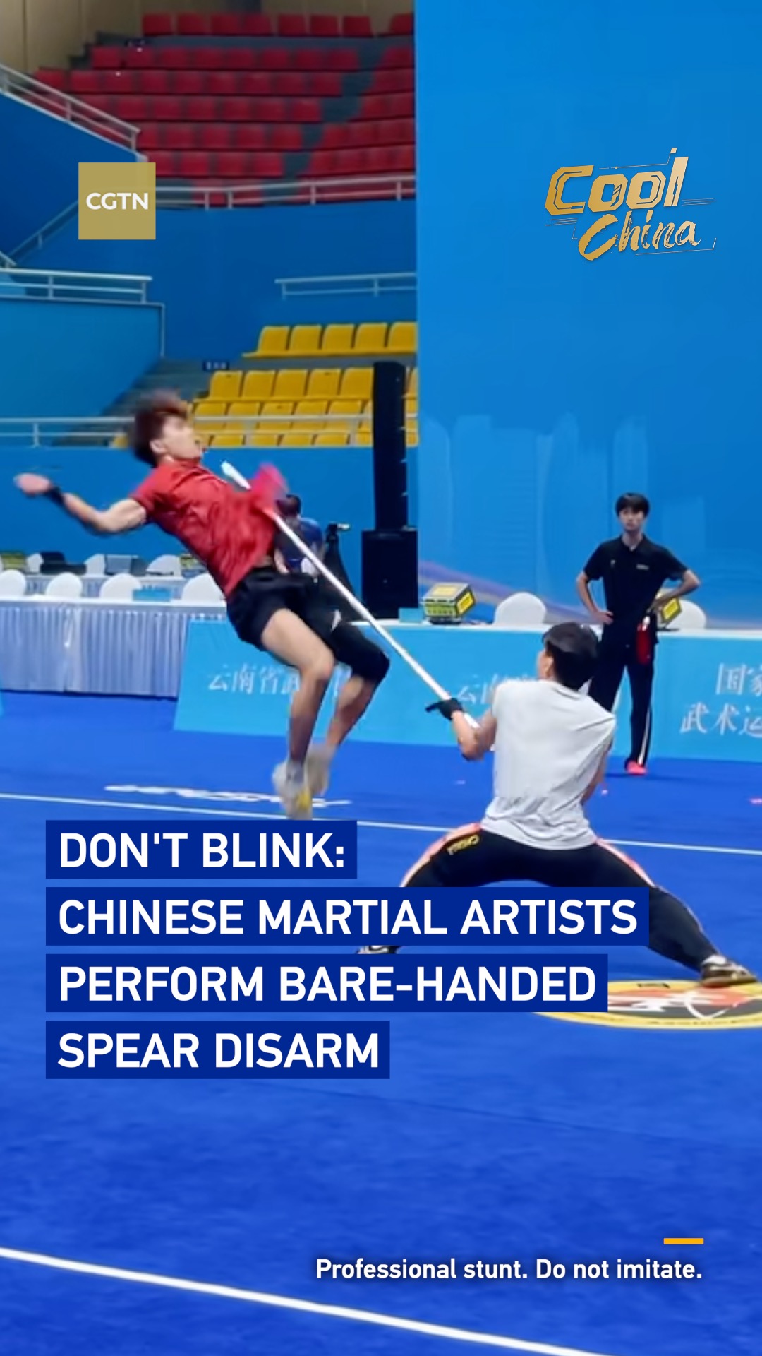 Don't blink: Chinese martial artists perform bare-handed spear disarm