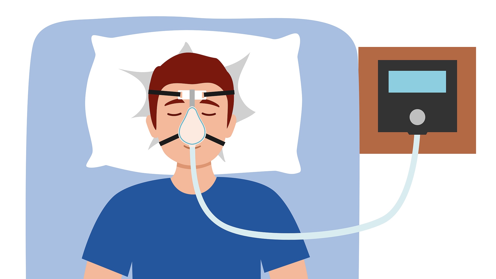 Diagram showing continuous positive airway pressure (CPAP) therapy. /VCG