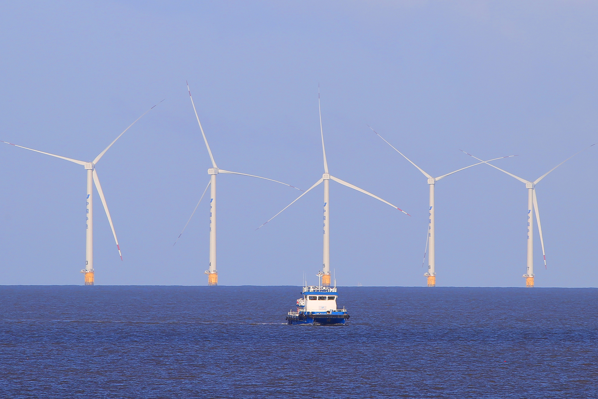 The Huadian Yuhuan No. 1 offshore windfarm in Taizhou, Zhejiang Province, east China, October 8, 2025. /VCG