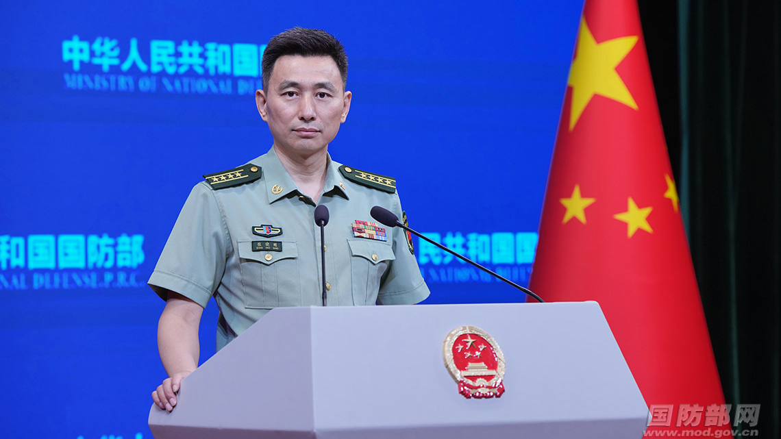 Zhang Xiaogang, a spokesperson for China's Ministry of National Defense, holds a press conference in Beijing, June 9, 2026. /China's Ministry of National Defense