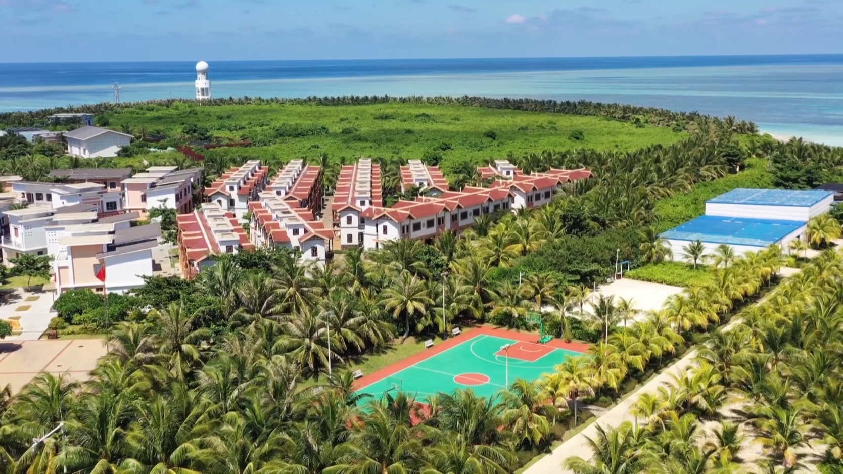 An aerial view of Zhaoshu Island, Sansha City, south China's Hainan Province. /Sansha Satellite TV