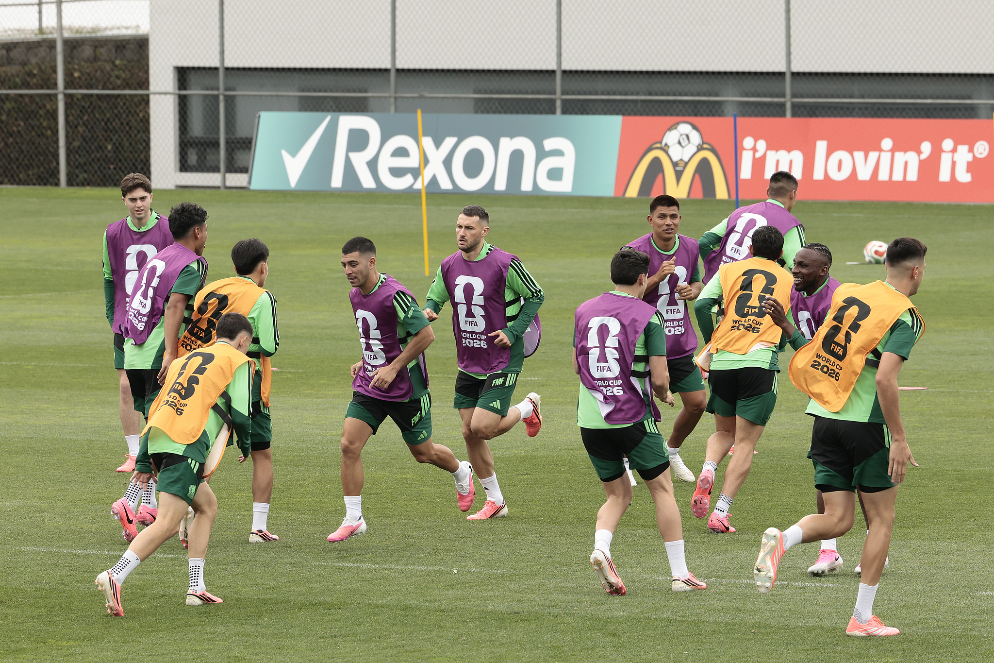 Mexico's players practice during a training session at the Mexican Football Federation's High-Performance Center ahead of the 2026 FIFA World Cup Group A opener against South Africa at 