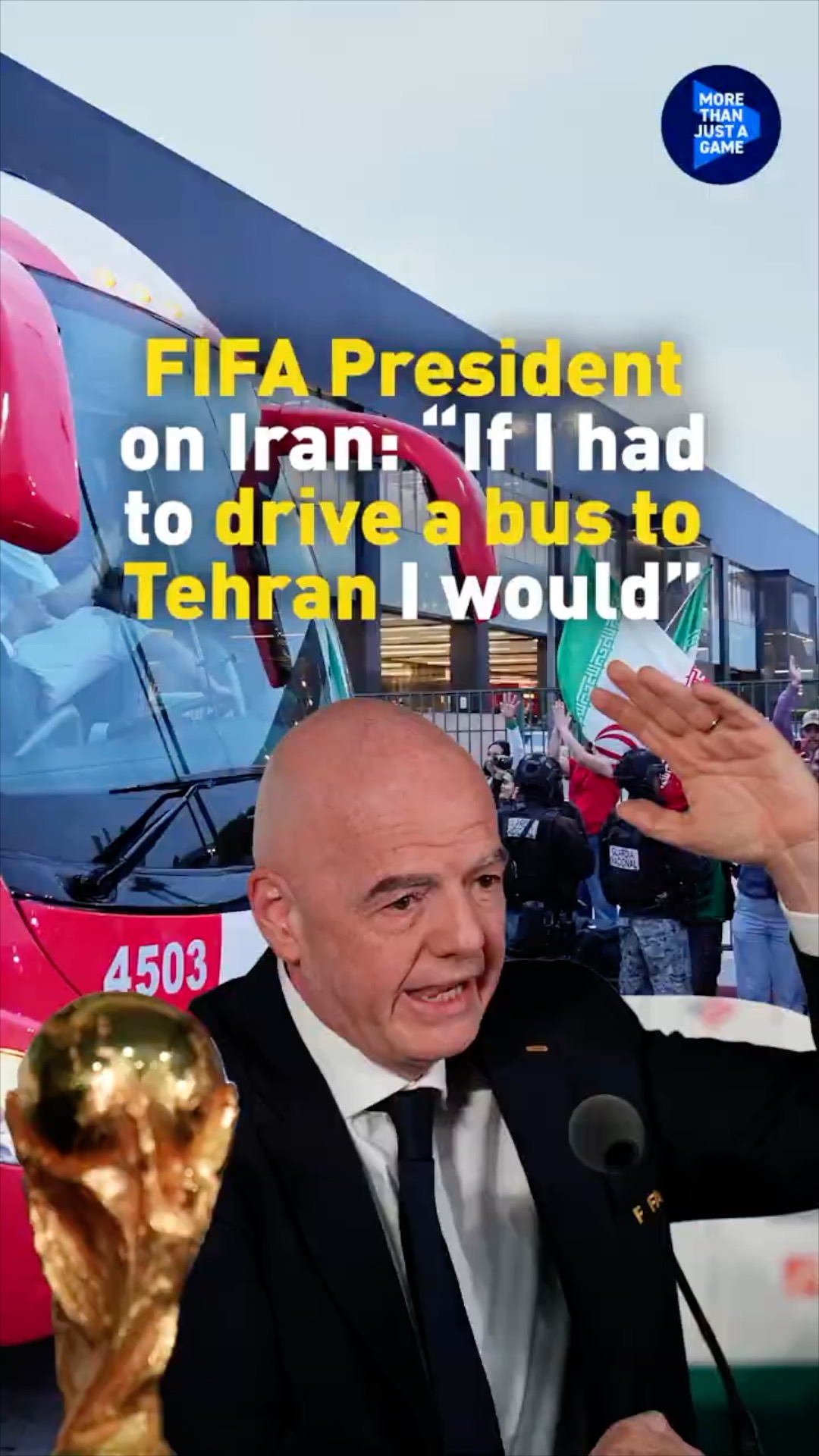 FIFA president: If I had to drive a bus to Tehran I would